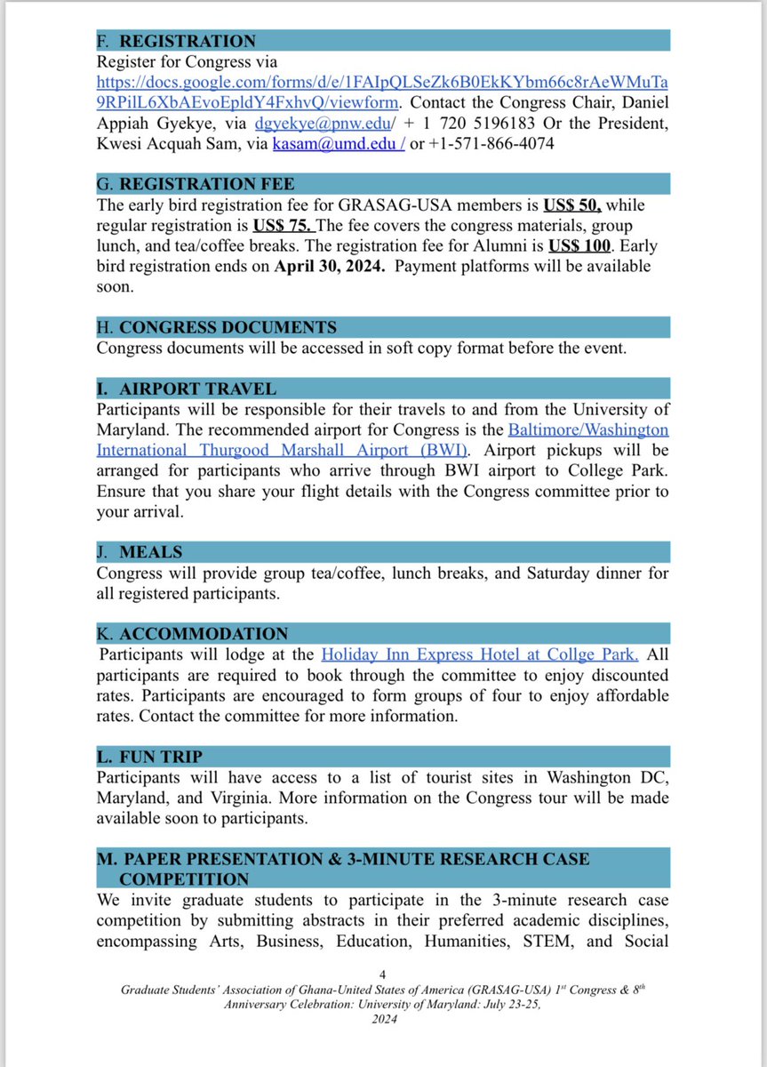 grasagusa's tweet photo. *📢Dear GRASAG USA members🇬🇭*

I know you have all heard about the congress 😀 and are eager to know what the executives have in store for you during this 3 day event😉. https://t.co/JjVQYgmoGy