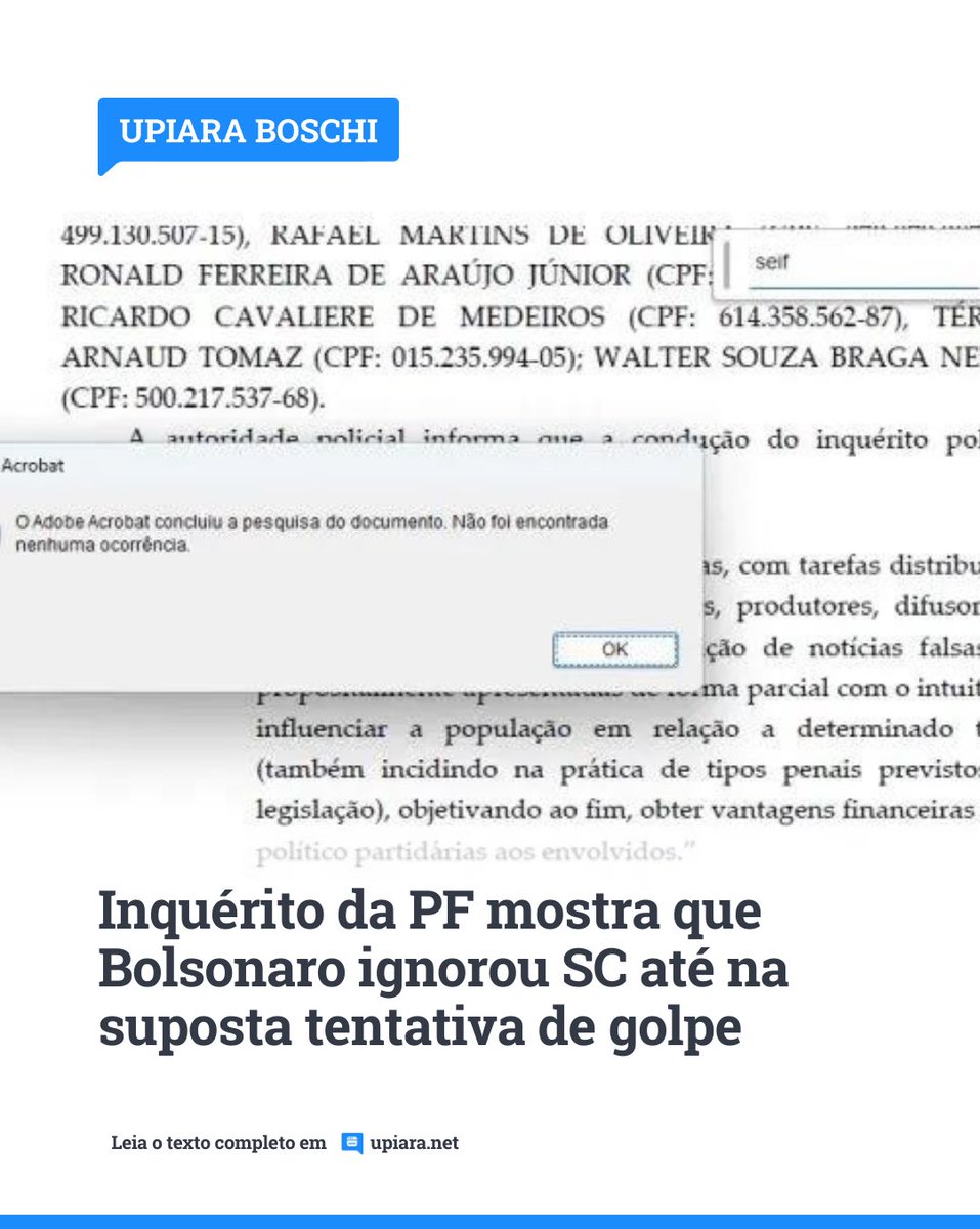 upiara's tweet photo. Análise - Inquérito da PF mostra que Bolsonaro ignorou SC até na suposta tentativa de golpe

https://t.co/tdFDJNUd4y https://t.co/3uTi6DcZkS