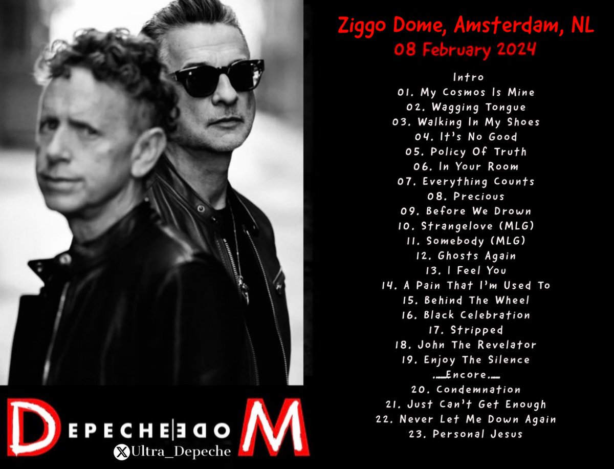 Ultra_Depeche's tweet photo. #SetList  
Depeche Mode | Ziggo Dome, Amsterdam, NL #MementoMoriTour #DepecheMode https://t.co/PKJH2wplD8