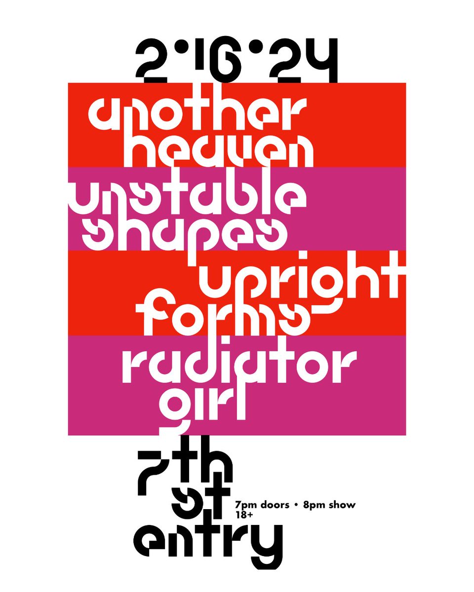 I sing in a band called <a href="/unstableshapes/">unstableshapes</a>. We are releasing a new single on Friday, February 16. That same day we are playing a show at the #7thstentry w/ <a href="/anotherheavenus/">ANOTHER HEAVEN</a>, Upright Forms, &amp; Radiator Girl. It will rule. You should attend.