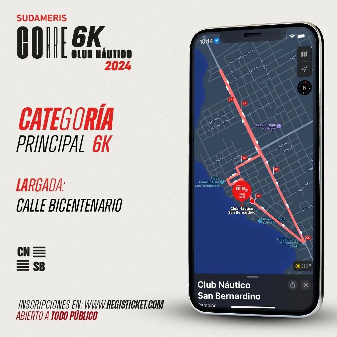 ¡Mapa del Sudameris Corre 6K CNSB! 🗺️

Te mostramos el croquis con el trayecto oficial de la corrida del verano.☀️🤩

📍 Club Náutico San Bernardino.

#SudamerisPy #TodoUnBanco #SudamerisCorre #CNSB