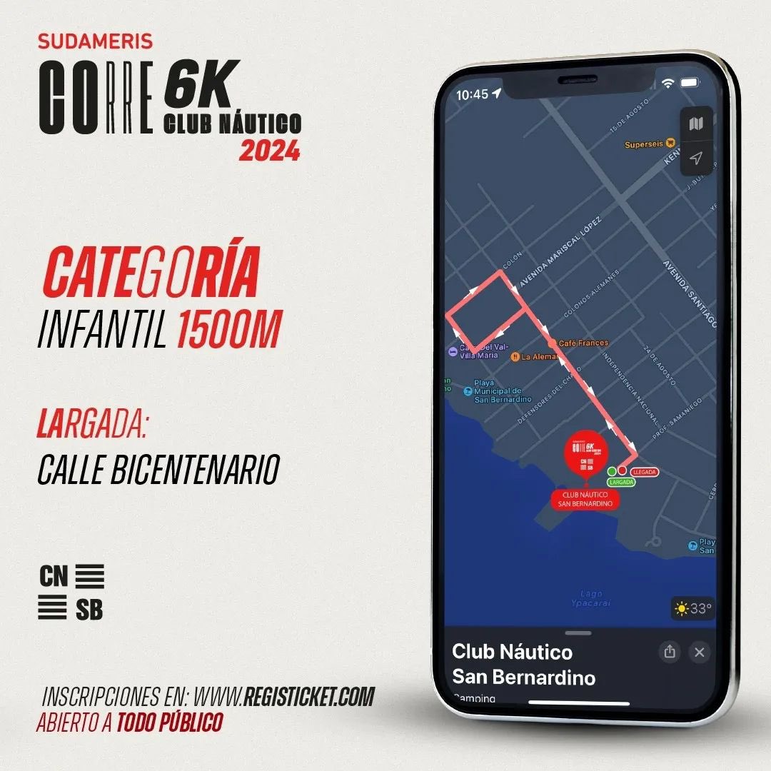 PyMarathonClub's tweet image. ¡Mapa del Sudameris Corre 6K CNSB! 🗺️

Te mostramos el croquis con el trayecto oficial de la corrida del verano.☀️🤩

📍 Club Náutico San Bernardino.

#SudamerisPy #TodoUnBanco #SudamerisCorre #CNSB
