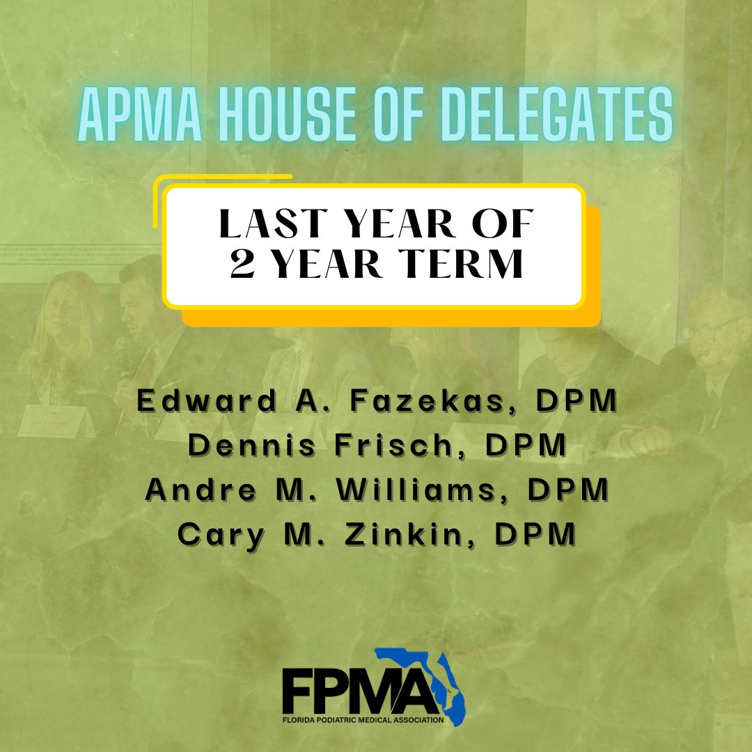 FPMAtweets's tweet photo. This year at SAM 2024 during the General Membership Meeting, FPMA held the APMA 2024 HOD Florida Delegation Election. Newly elected Delegates will serve a two-year term. Congratulations to all our new Delegates!!! #APMA #HOD #DELEGATES https://t.co/oKWCgRrW5O