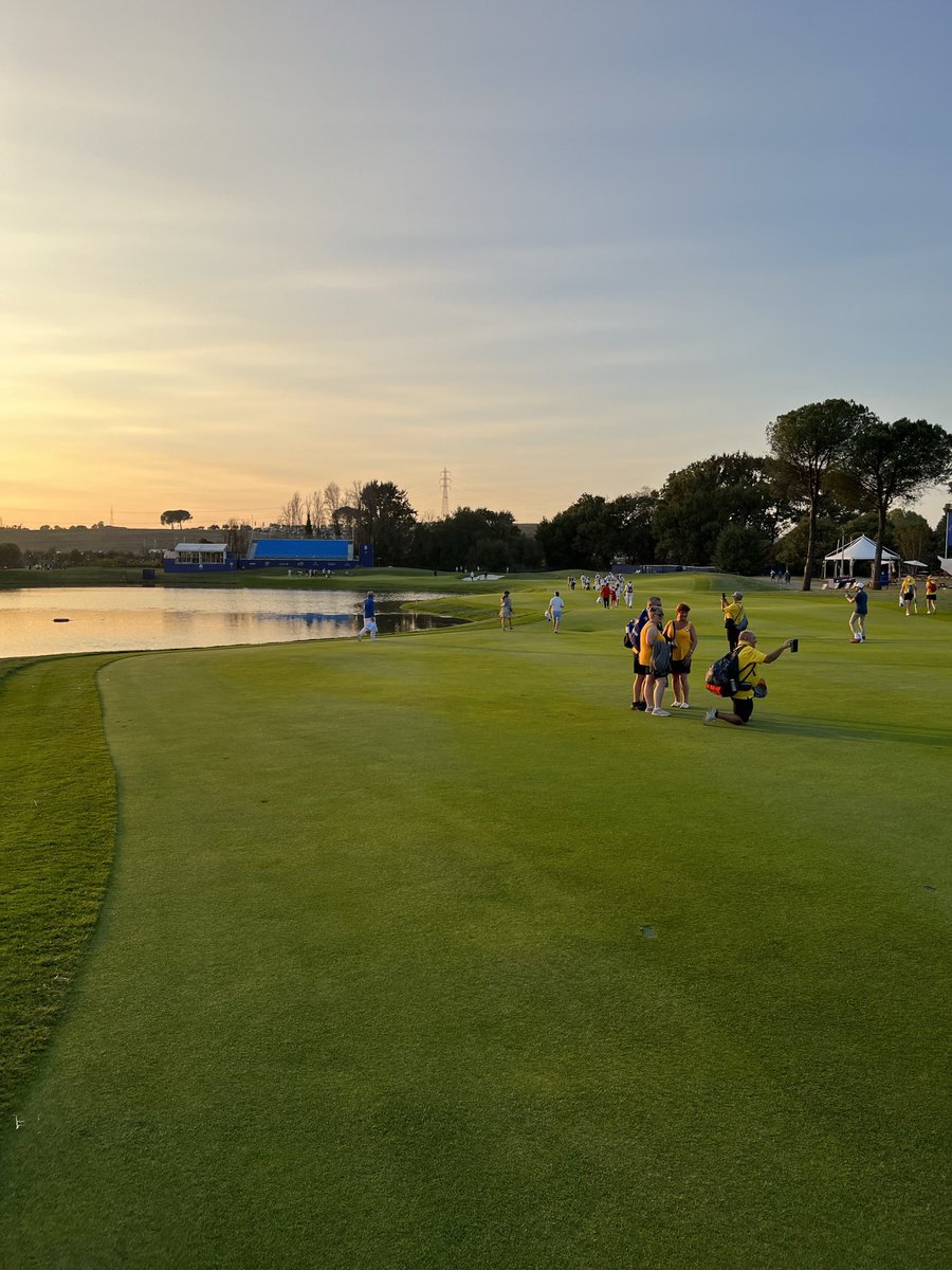 pwrfade's tweet photo. @AndyTFE Scene at Marco Simone after play on Sunday. All ticketed fans but they let people just roam around the course. Very cool! https://t.co/GsciqrzOGJ