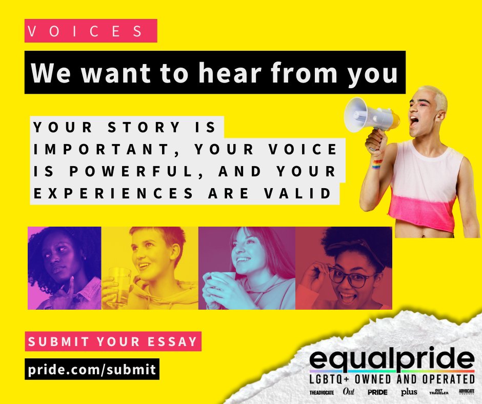 pride_site's tweet image. Storytelling is an act of resistance and a declaration of existence. Our stories have the power to influence, inspire, and impact. 🏳️🌈 ✊🏽 🏳️⚧️ ✨
We invite you to share your story with us by submitting to our Voices section. Learn more below ⬇️ #LGBTQVoices
pride.com/voices/lgbtq-v…