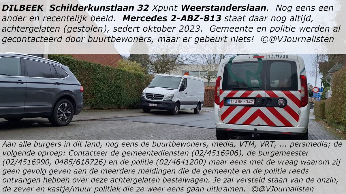 VJournalisten's tweet photo. 🆘DILBEEK Schilderkunstlaan 32 nabij Weerstanderslaan.
🏫🎒🧑‍🎓🚸Vlakbij de RC scholen‼️
🙁Voetpad is geblokkeerd, zie @mieke_guns
‼️@PolitieDilbeek👮, @Willy_Segers, @stijnq &amp; gemeentediensten: Waarom reageren jullie niet op meldingen van buurtbewoners?
https://t.co/IuonIDkZ94 https://t.co/EwjsP73WFc