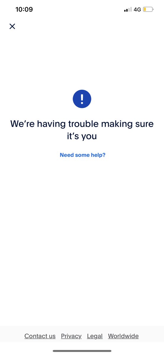 TEEE_man's tweet photo. @AskPayPal What is this? Ive been getting this error message for months! Why cant anyone at PayPal sort this out? Stop directing me to people who cant help. Can someone DM me about this? https://t.co/gPxnuHUXNp