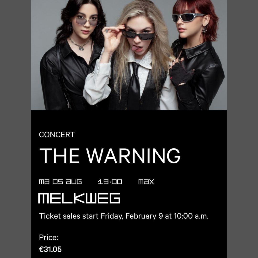 TheWarningAust's tweet photo. ๐ฅNew Date added for 2024!!๐ฅ
@TheWarningBand2 has added a show at @melkweg Amsterdam on August 5th
Tickets go on sale Friday, February 9th at 10am CEST
๐https://t.co/abAe2rIDGg
#TheWarning #TheWarningBand #MelkwegAmsterdam #PRSGuitars #SabianCymbals #SpectorBassd https://t.co/i59xXT9jWk