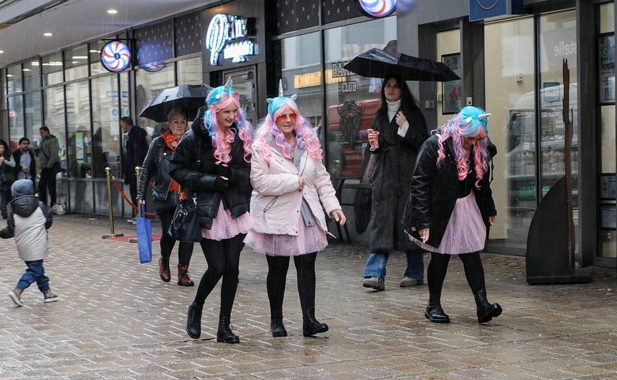 Der Straßenkarneval besuchte heute die Marktstraße. Anschließend zog man über die Elsässer Str. zum Rathaus.