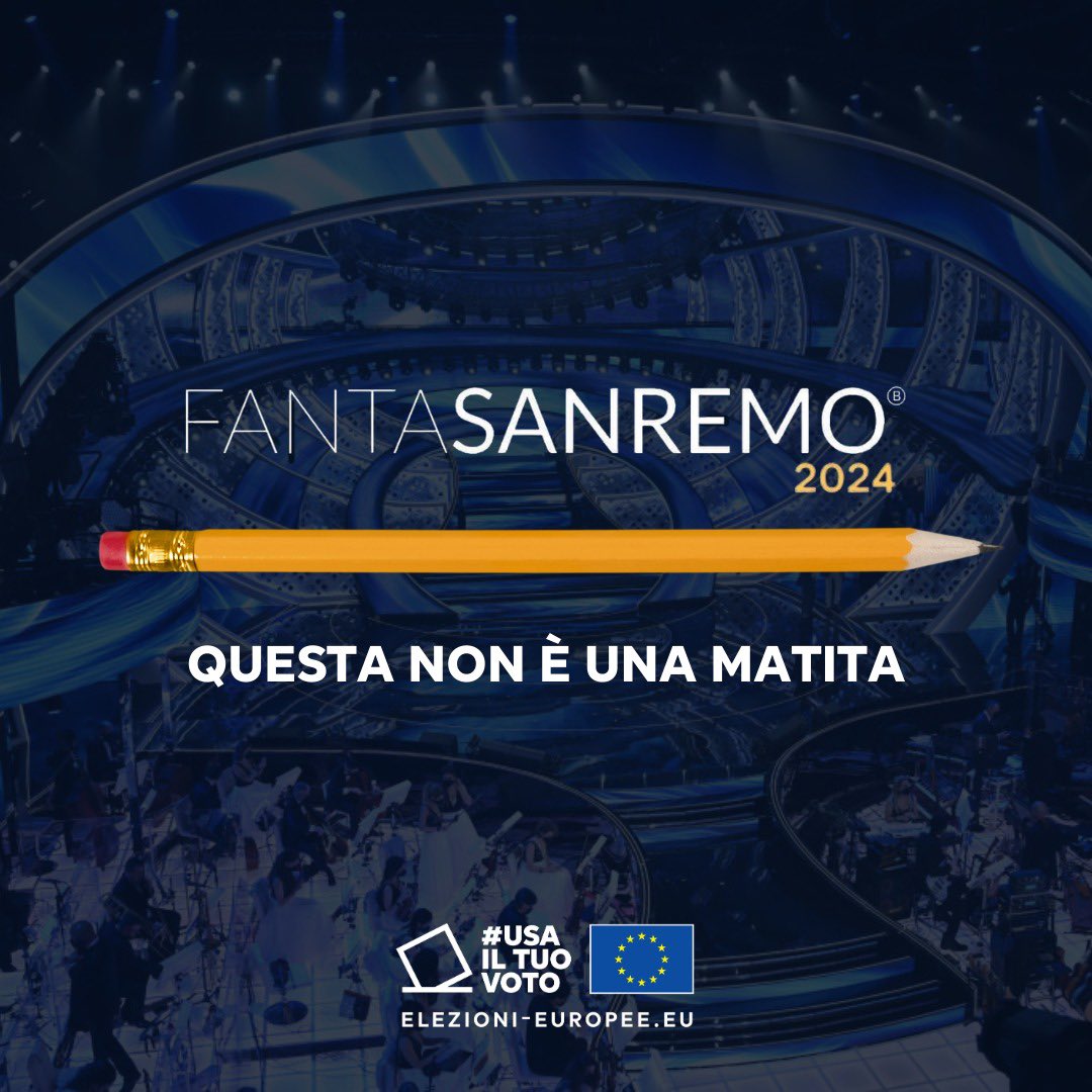 Europarl_IT's tweet photo. Matite ✏️ 🎶a #Sanremo2024! 

Grazie a tutti i cantanti che stanno portando sul palco questo piccolo oggetto che ha una grande forza. 

La matita come simbolo della democrazia e della partecipazione dei cittadini al voto!  ✏️🗳️

#europee2024 

#UsailTuoVoto

 #Fantasanremo https://t.co/ft9HKJTmwN