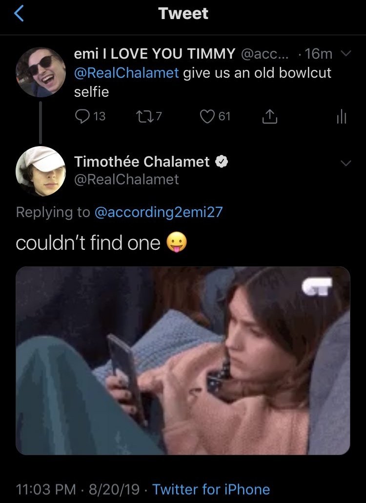 raquelquediu's tweet photo. mi top 1 cuando timothee chalamet usó un gif de sabela https://t.co/1rkGp9Cwb1