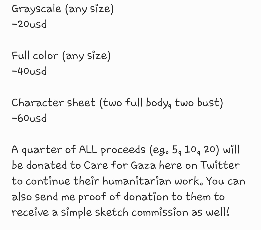 cy_guy1518's tweet photo. Hello all! 

I'm in a sticky financial situation. I just lost my job and I still have bills and my EMT program to pay for.

So I'm opening permanent c*mmissions and I will be donating a portion of ALL proceeds to careforgaza as well.

Dm if interested, rt to b//st 🤍🍉🤍 https://t.co/RF4VZXFQvj