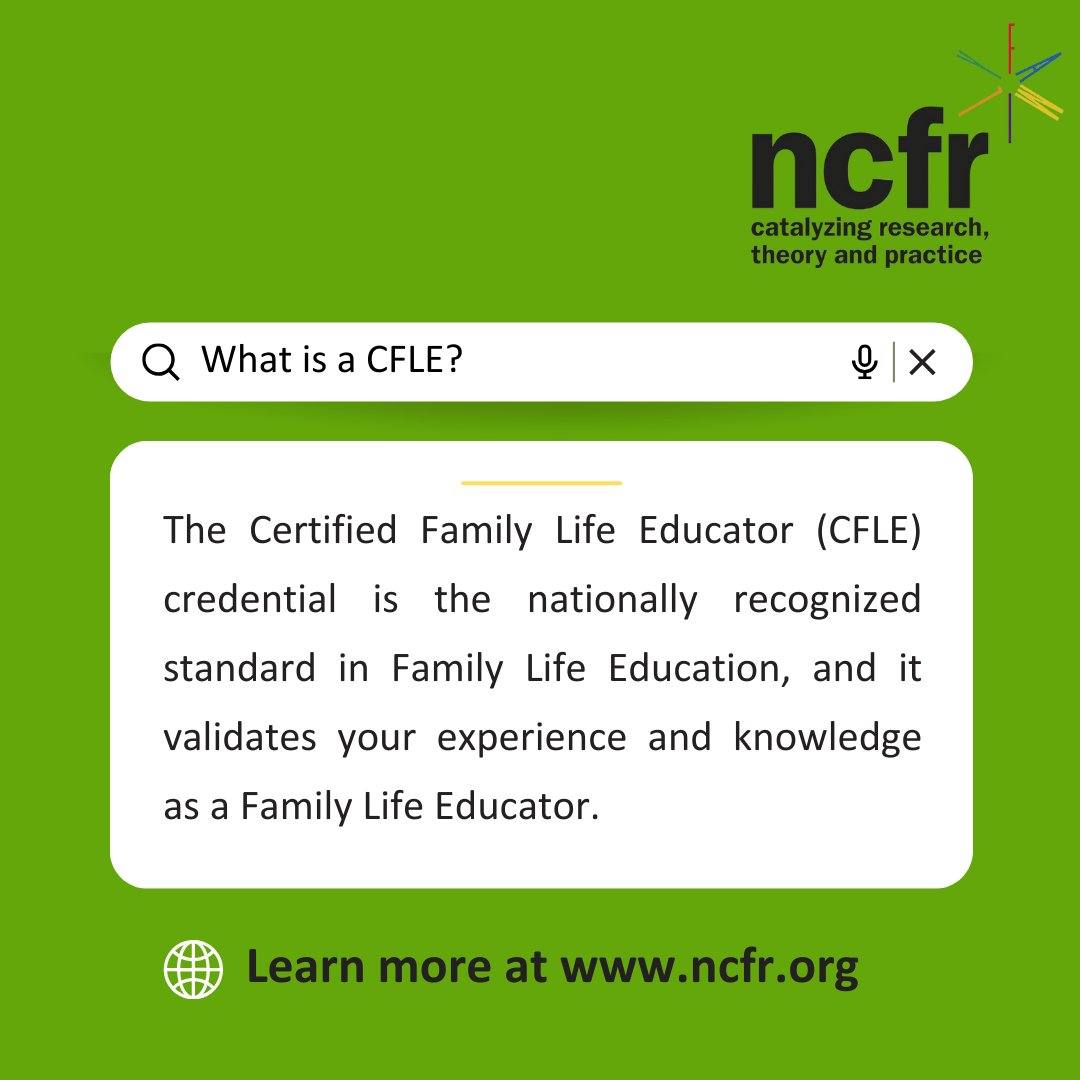 Happy Family Life Education Month to all our CFLEs out there! Don’t forget to enter NCFR’s giveaway if you haven’t already. #FamilyLifeEd #flemonth ncfr.org/fle-month-2024