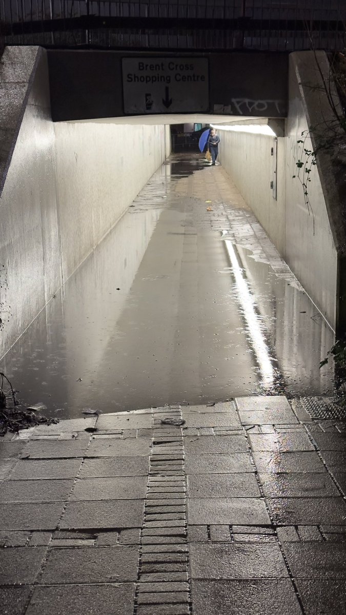 Dear <a href="/BarnetCouncil/">Barnet Council</a>, urgent attention needed at Brent Cross subway due to flooding. Residents are facing difficulties to cross safely in this cold weather. Please address the issue promptly for the community's safety. #BrentCross #FloodingConcerns