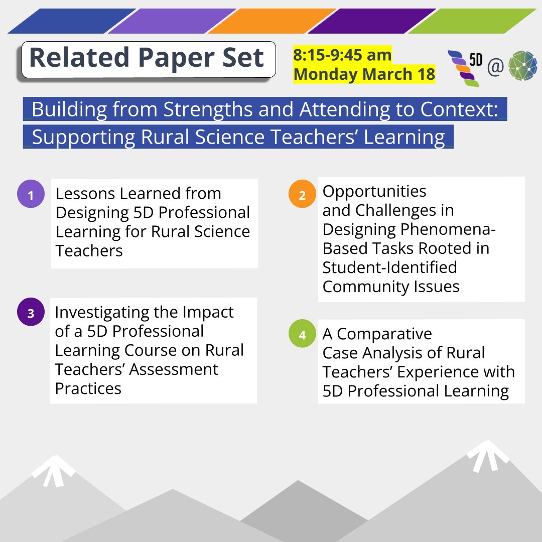 5Dassessment's tweet photo. ⏰On Monday, we've got something bright and early for you! Promise it will good. Almost the whole 5D team will be sharing work in a related paper set on supporting rural science teachers’ learning by building from strengths and attending to context. 4/x https://t.co/rbQA2zShA7