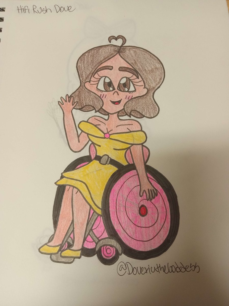 Doveria1's tweet photo. HiFi Rush Dove is wheelchair bound but despite that she'll help Chai (who she has a developing crush on-) and his friends take down Vandelay Co! #hifirush #hifirushoc #hifirushdove https://t.co/gjJMnLwfru