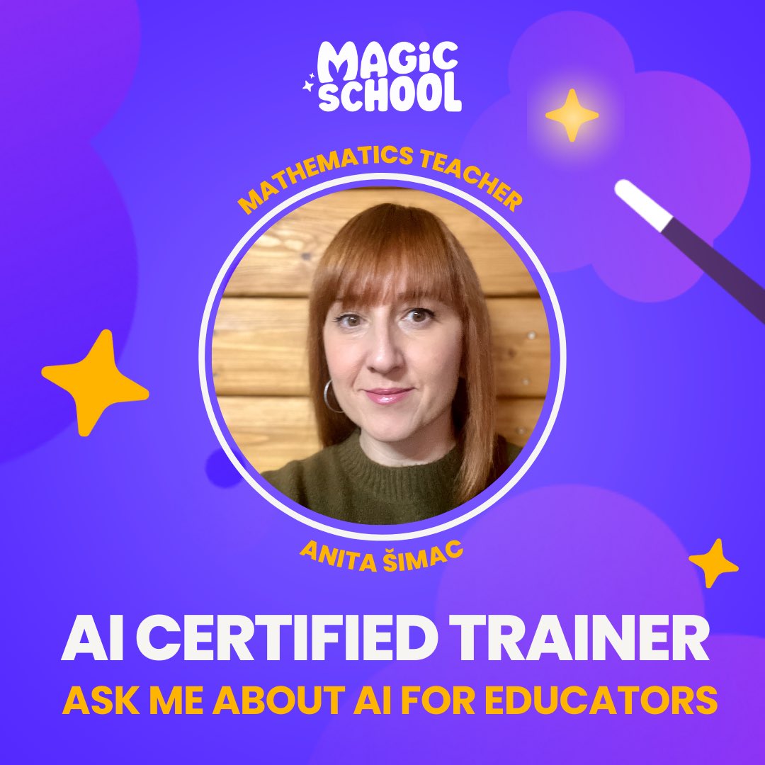 I am excited to share that I am now an AI Certified Trainer with @magicschoolai the leading AI platform in education. 🤖 Ask me about AI for educators and schedule a training! 🤩