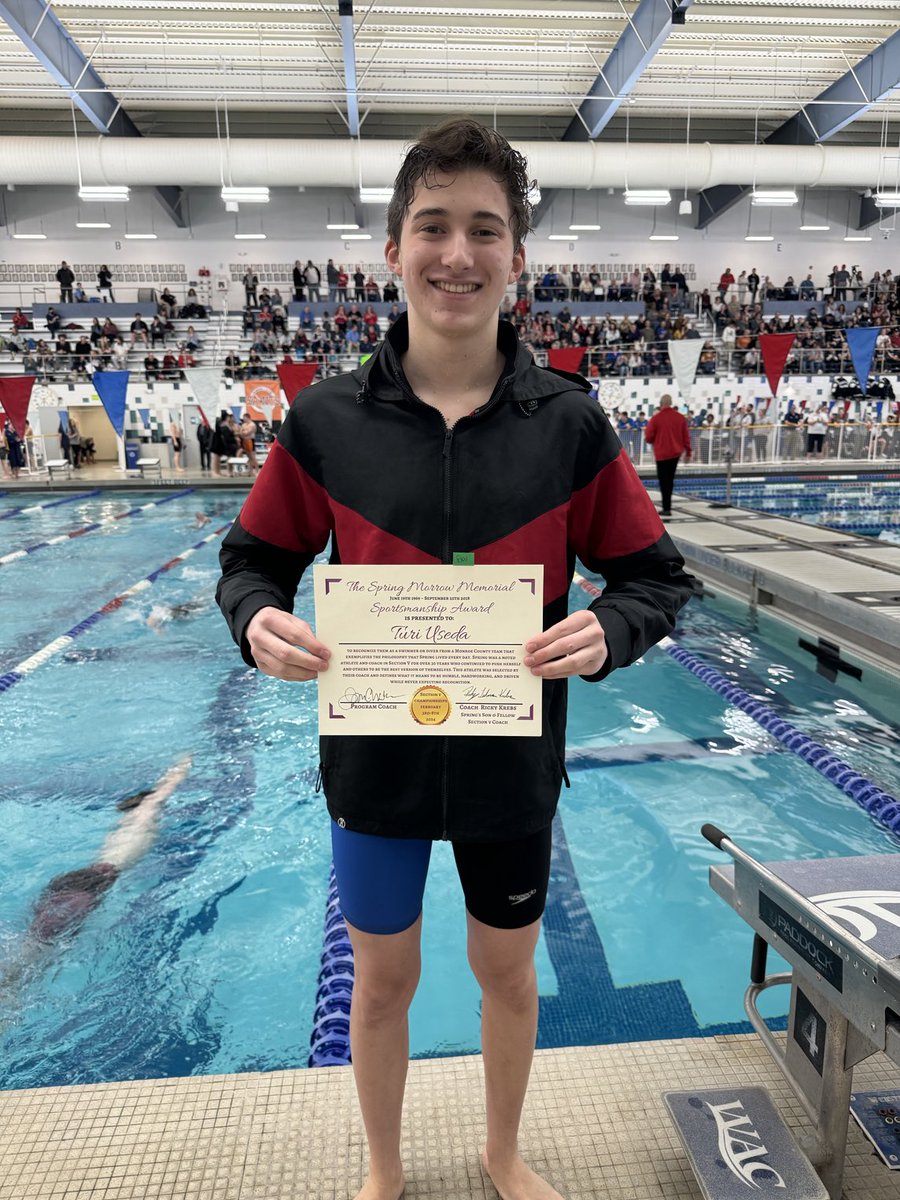 penfieldswim's tweet photo. Congrats to our Monroe County Sportsmanship Award winner Turi Useda ⁦@PenfieldCSD⁩ https://t.co/CAjWLwIFsR