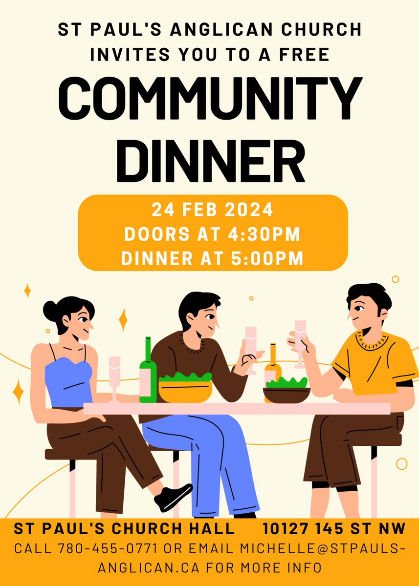 WNLCyeg's tweet photo. Community dinner at St Paul's Anglican Church! Here is the link to more information and details on how to sign up! https://t.co/1B51JEjVZy https://t.co/vMmSGudIsJ