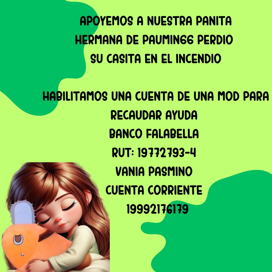 Paumingg's tweet photo. Como muchos saben mi familia también se vio afectada por el incendio aqui en viña, estamos en proceso de levantar la casita otra vez 🏡  Les agradeceré cualquier aporte, todo sirve hasta lo mas mínimo 🫶🏻🥹
Les dejaré la cuenta y el Paypal también  https://t.co/Pm7lCNEunN 💜 https://t.co/gqeipNa6h6