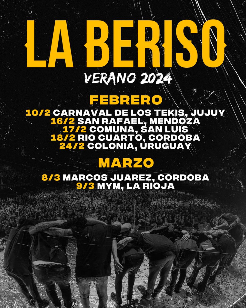 Gira verano 2024 #Mienten 

10/2 @carnavaldelostekis Jujuy
16/2 San Rafael, Mendoza (últimos tickets)
17/2 <a href="/comuna/">comuna</a>.club  San Luis
18/2 <a href="/opuscostanera/">Opus Costanera</a> Río cuarto, Córdoba 
25/2 @plazadetoroscolonia Colonia 🇺🇾 

8/3 Marcos Juárez, Córdoba 
9/3 @mymlarioja La Rioja