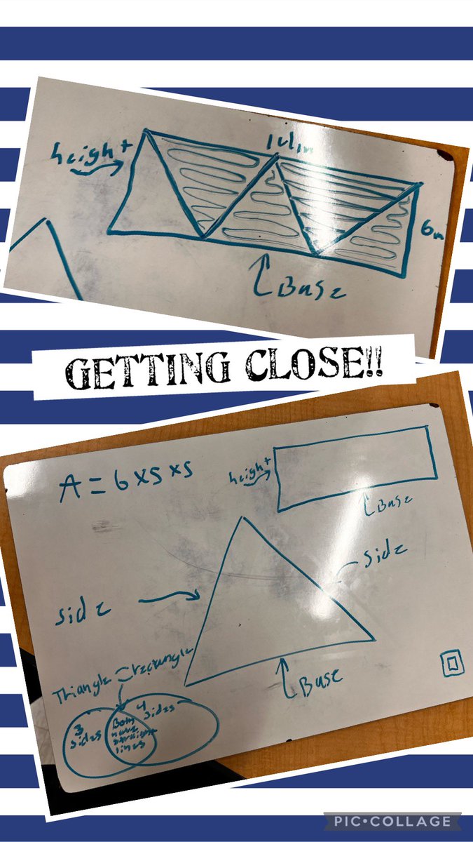 JoannaRConnell's tweet photo. Today we worked on using what we know about the area of rectangles to discover how to calculate the area of triangles.  Their struggle, pure joy, and thought process was so exciting! https://t.co/YmcyNmz6bK