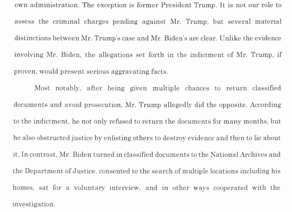 KatiePhang's tweet photo. THIS PART is the ONLY RELEVANT AND IMPORTANT part of Special Counsel Hur's report: https://t.co/tEEzUuYExI