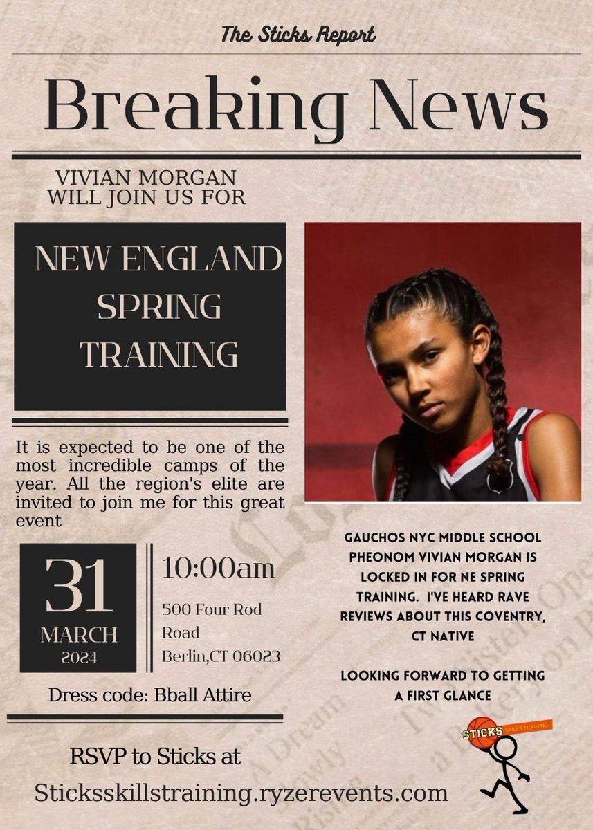 SeanSticksSmith's tweet photo. #SticksSkillTraining
New England Spring Training
Weโll be in Connecticut doing a little spring cleaning. Join us!!
Vivian Morgan will be in the building to represent the Lady Choz
๐๏ธ 3/31
๐ Berlin, CT
Info: https://t.co/D3gaV80vZJ https://t.co/lv94noUvBj