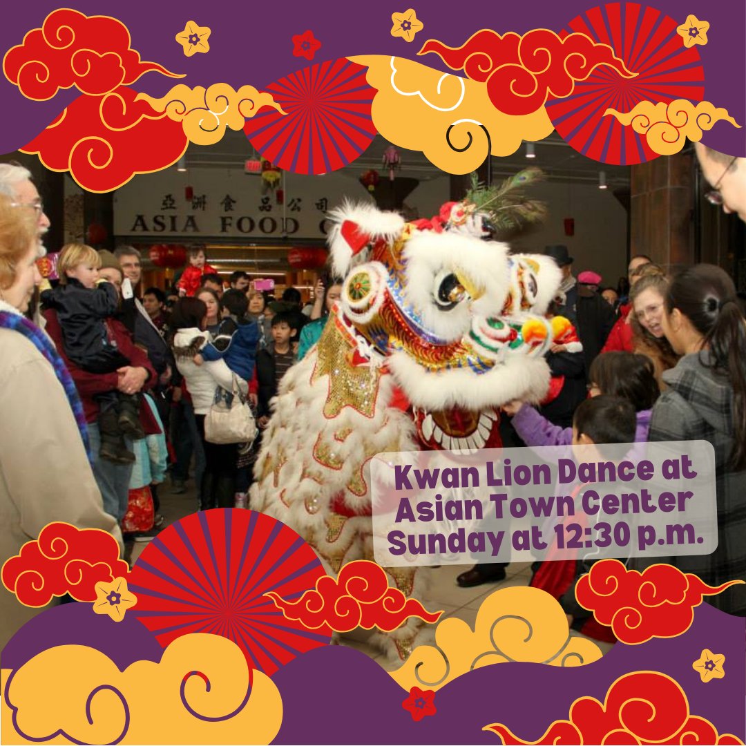 Celebrate the Year of the Dragon with a traditional lion dance by the Kwan Family Lion Dance team on Sunday, February 11th at 12:30 p.m. at the main entrance on E. 38th St. and throughout the shopping center. #LunarNewYear #YearoftheDragon #AsiatownCLE