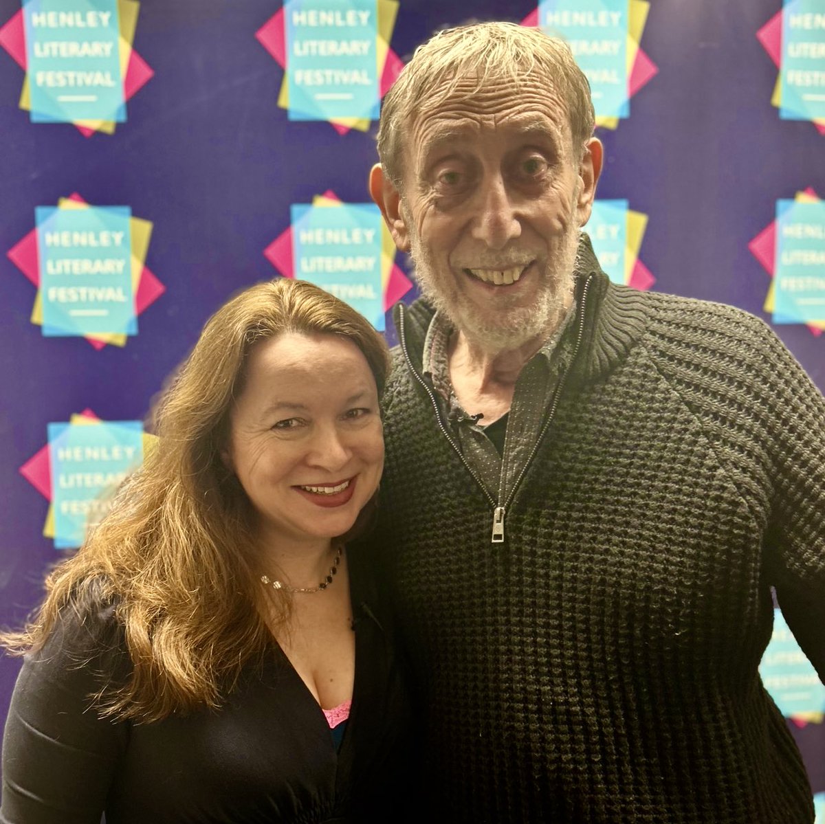 What a treat to interview the inimitable ⁦@MichaelRosenYes⁩ at ⁦@HenleyLitFest⁩ tonight. He talked so openly, generously, humanely, hilariously. GETTING BETTER is out in paperback now - a wise & wonderful read 💜