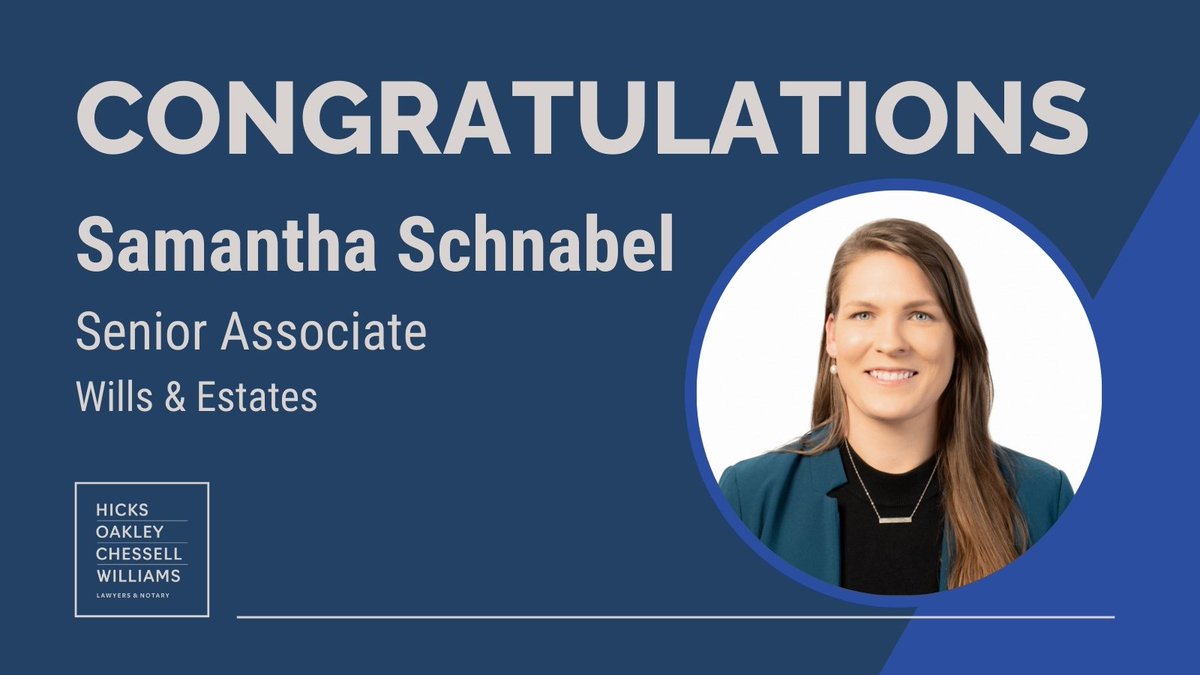 We are delighted to announce Samantha Schnabel's promotion to Senior Associate at HOCW Lawyers. Samantha's expertise in Wills & Estates and dedication to client success make her invaluable. Congratulations! #Promotion #SeniorAssociate #WillsAndEstates #HOCWLawyers