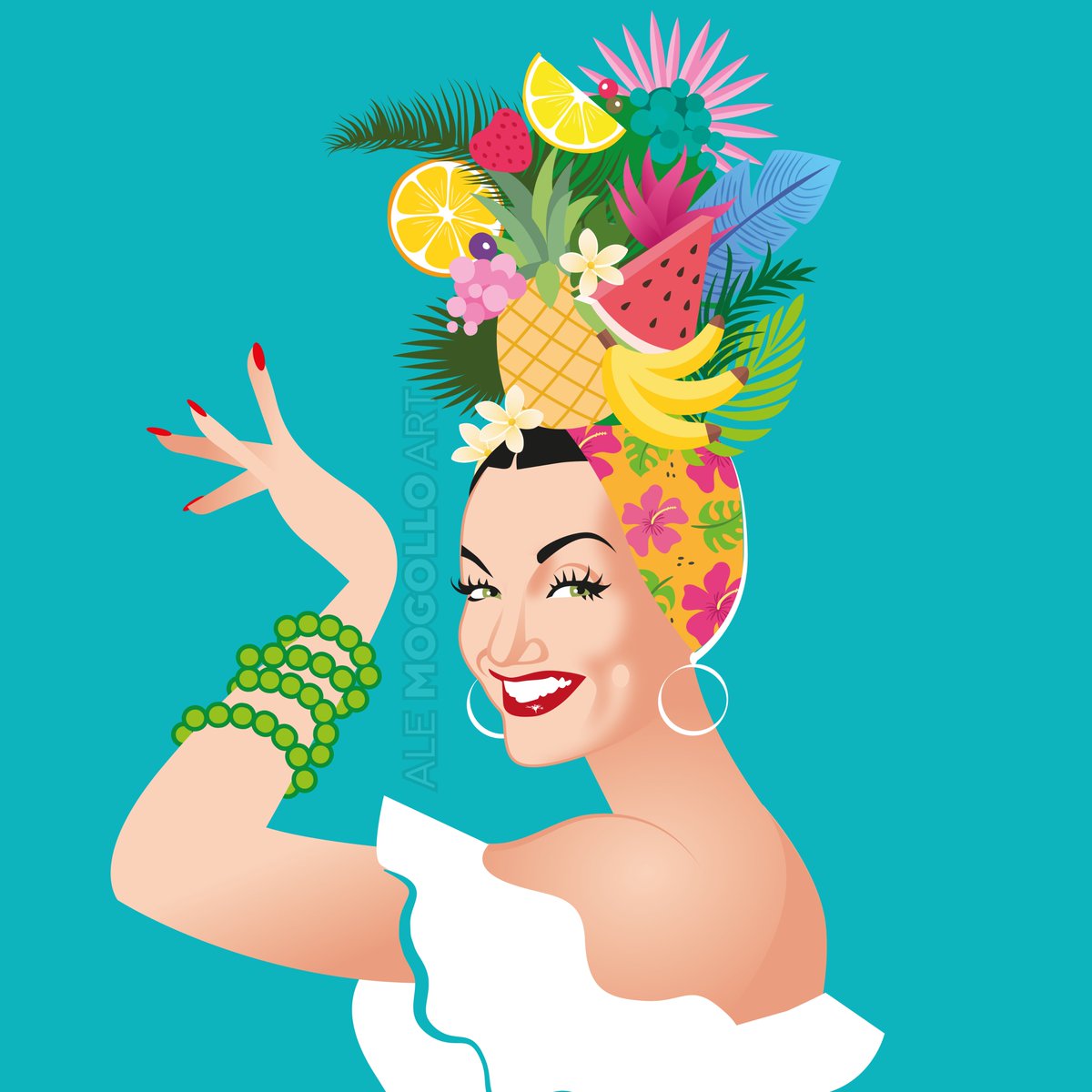 alemogolloart's tweet photo. Remembering the legendary Carmen Miranda on her birthday. She was nicknamed The Brazilian Bombshell wearing fantastic fruit hats in many Fox musicals of the 40s. Are you a fan?
#carmenmiranda #brazilianbombshell #fruithats #chicachicaboomchic #TCMParty #alejandromogolloart https://t.co/fcIc1c4L3t