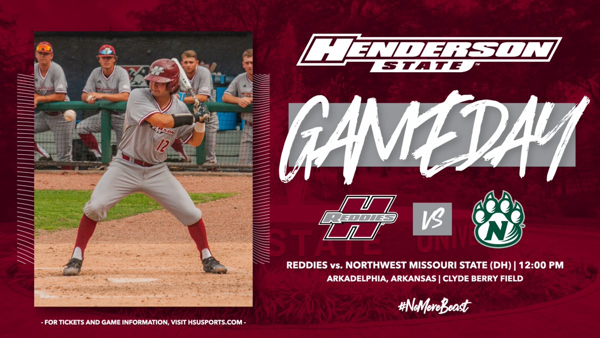 It's 𝙂𝘼𝙈𝙀𝘿𝘼𝙔 in Arkadelphia as the Reddies host Northwest Missouri State for an afternoon doubleheader! ⚾️

🆚 Northwest Missouri State (DH)
⏰ 12:00 PM
📍 Arkadelphia, AR | Clyde Berry Field
📺 hsusports.com/coverage

#NoMereBeast