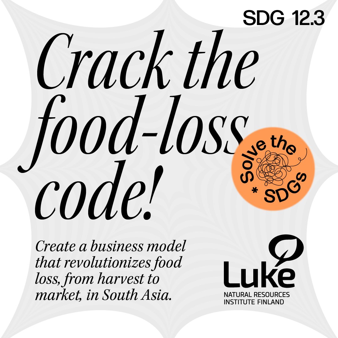🍽️1.3bn tons of food are wasted every year, costing $940bn globally. Make a difference by joining @LukeFinland in cracking the food-loss code!🌱Let's innovate for a sustainable South Asian food landscape & tackle @UN's SDG 12👉solvethesdgs.com #FoodLoss #LukeSolutions