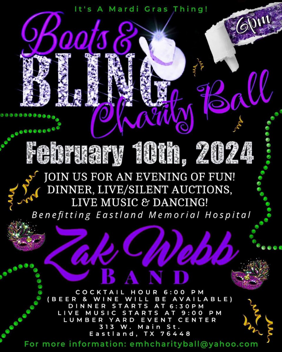 Boots &amp; Bling Charity Ball this Saturday! 💜
#zakwebbmusic