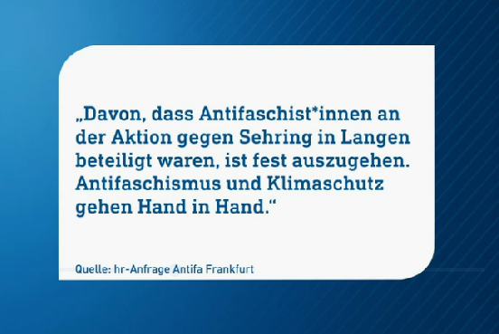 Nach der Sabotage von Klimaaktivist*innen in der Kiesgrube #Sehring am Langener Waldsee hat die @hessenschau uns gefragt, ob auch die Antifa an der Aktion beteiligt gewesen sei. Wir haben geantwortet und kamen ins Fernsehen: antifa-frankfurt.org/2024/02/08/dis…