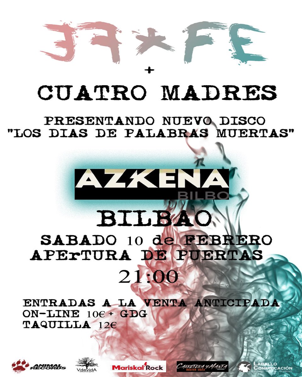 El sábado estaremos en <a href="/AzkenaBilbo/">AzkenaBilbo</a> con cuatromadres.  entradeo.com/events/effe-cu…
#Bilbao #turismobilbao #laballo #losdiasdepalabrasmuertas <a href="/entradeo/">Entradeo</a>