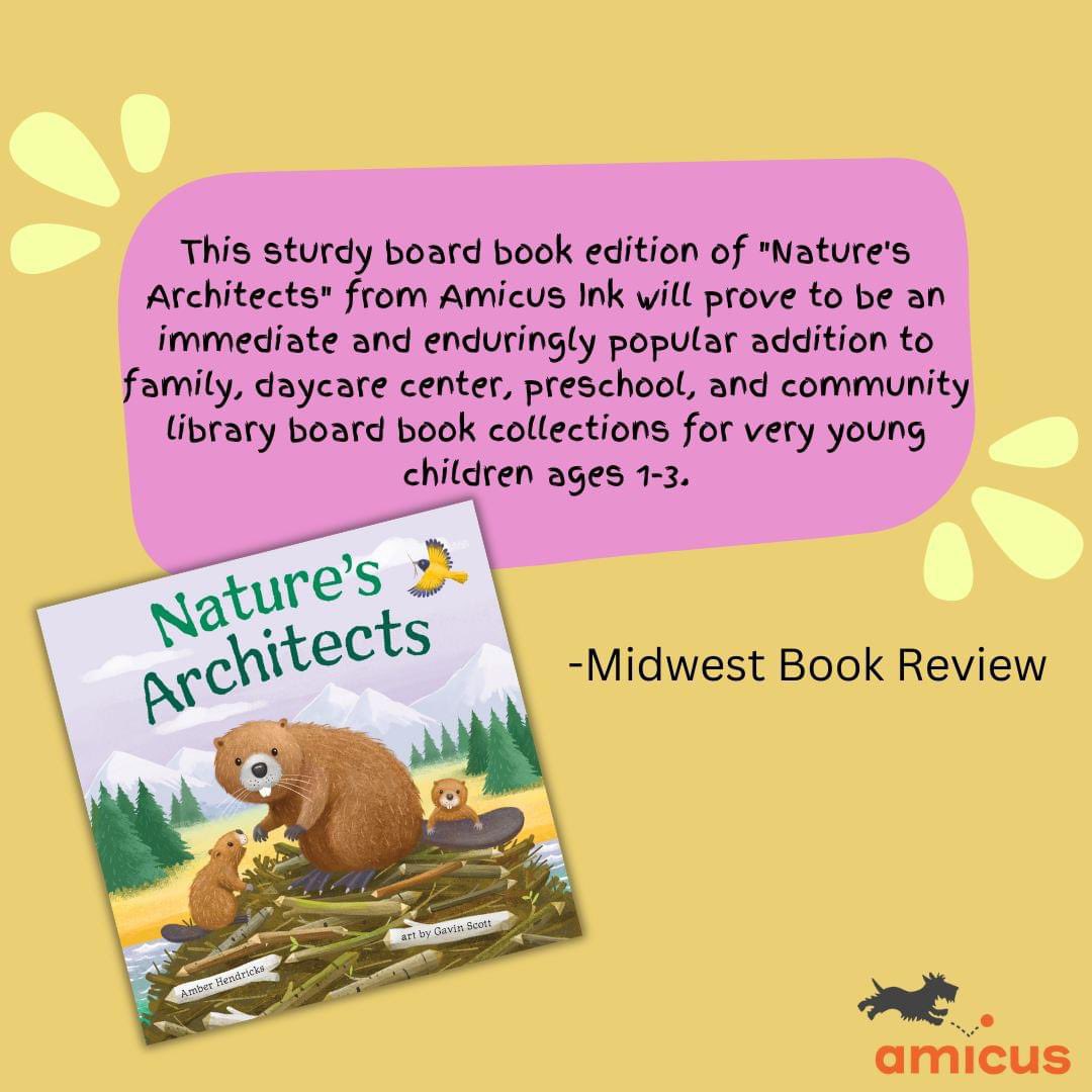 Woohoo! Thankful for another lovely review for Nature's Architects from Midwest Book Review! Both Nature's Architects and Sparrow Takes Flight (words by me, art by Gavin Scott, and published by Amicus) soar onto shelves 3/12/24 wherever books are sold! #kidlit #kidlitart