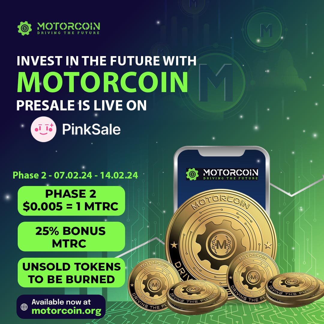 Motorcoins's tweet photo. 🔥Motorcoin Presale🔥

✅Phase 2 is now LIVE

Don’t miss out of this opportunity to acquire MTRC for just $0.005 🚀

✅ 25% Bonus on all purchases 

Minimum investment 0.2 BNB

https://t.co/7YibEeWVhK

#motorcoin #mtrc #crypto #bnb #binance #bitmart #coinbase https://t.co/t4rkhXyPIn
