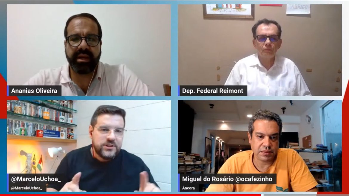 Sensacional bate-papo há pouco com o <a href="/migueldorosario/">Miguel do Rosario</a> <a href="/ocafezinho/">O Cafezinho ☕️🇧🇷</a>, o deputado <a href="/Reimont/">Reimont</a> e o <a href="/ananias_1979/">Ananias Oliveira</a> no Jornal da TV <a href="/revistaforum/">Revista Fórum</a> . Verbo solto à vontade. Vale a pena conferir.
youtube.com/live/L5b31kM1c…