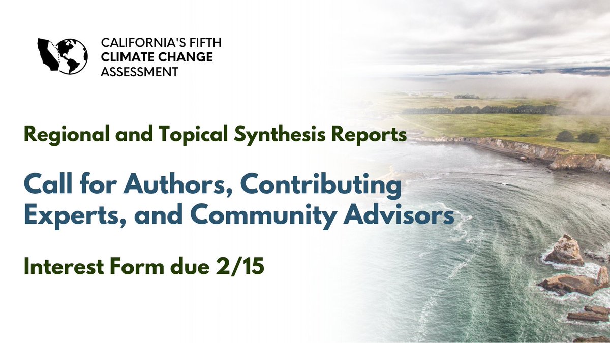 ✎ If you’re interested in being part of a Fifth #ClimateAssessment Synthesis Report Author Team, submit an Interest Form by 2/15. We encourage members of tribes, academia, local governments, non-government orgs, &amp; community-based orgs to fill it out: forms.office.com/Pages/Response… 📝