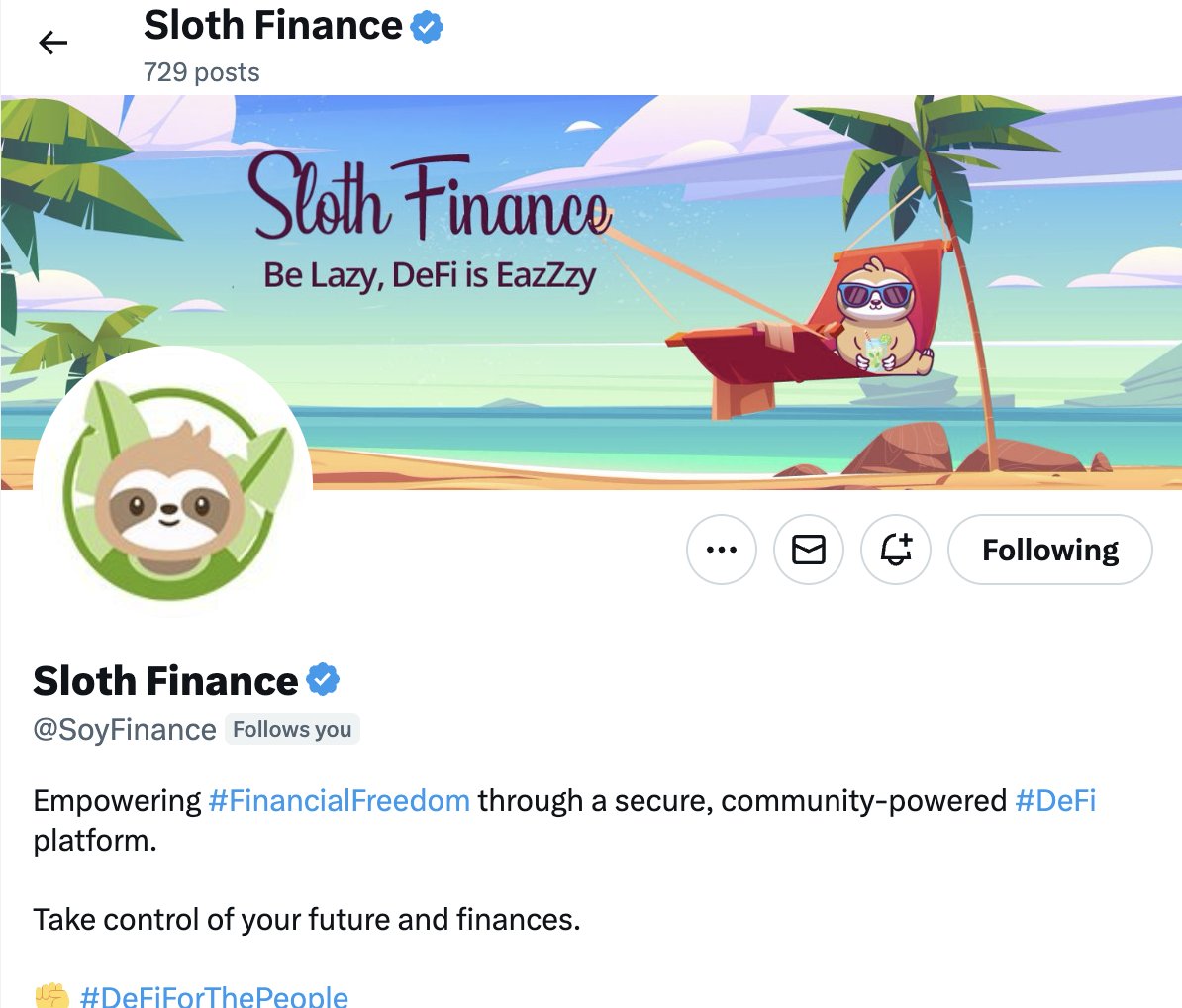 You love to see the <a href="/SoyFinance/">Sloth Finance</a> rebranding 🫡