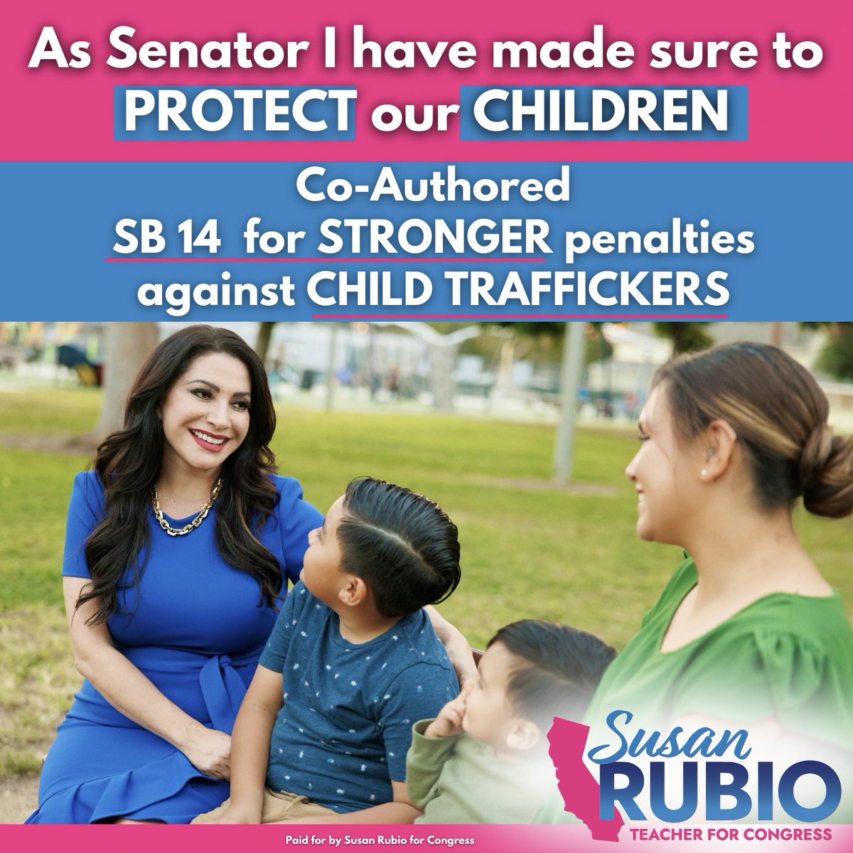 As Senator, I've fought to protect the vulnerable. Now, aiming to serve #CA31 in Congress, let's strengthen our fight for our children and families. Proud co-author of #SB14, targeting #childtraffickers. Join me to ensure every child's safety. #SGV #ElMonte #WestCovina #duarte