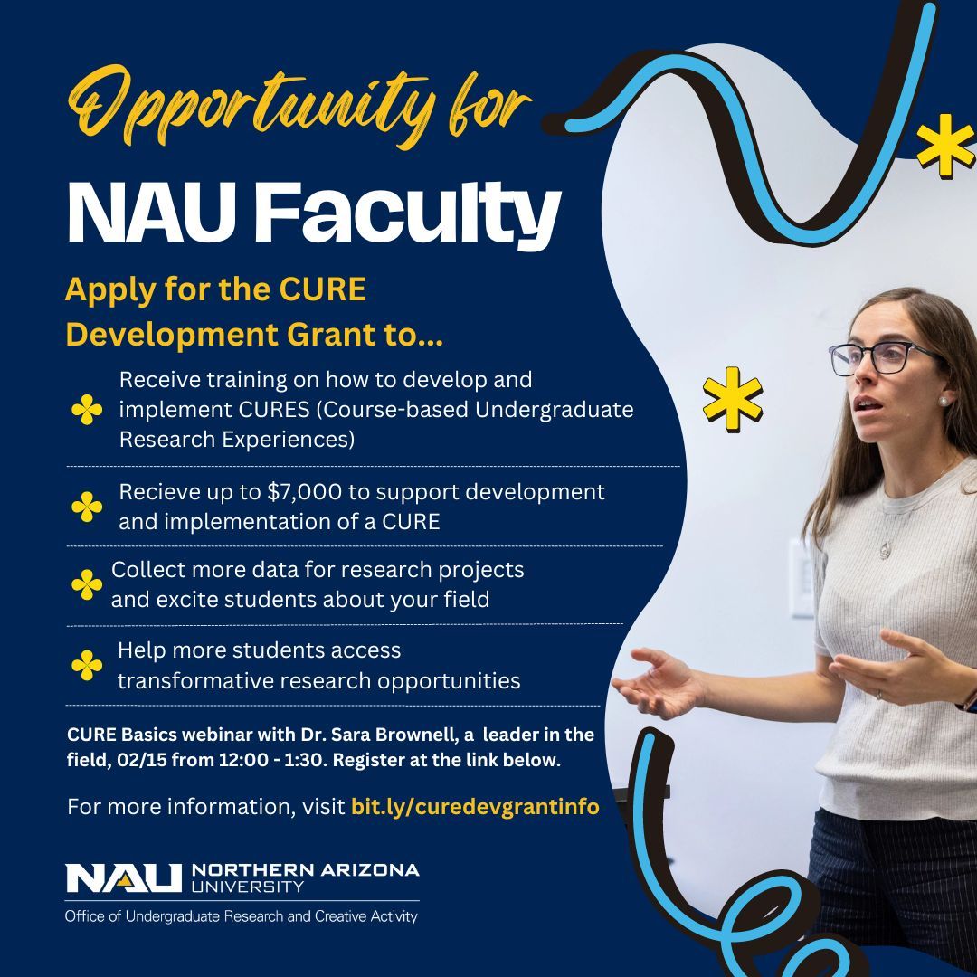 Faculty, are you interested in creating research opportunities? Take a look at our CURE grants! We will be having a webinar on CURE basics next Thursday, 02/15 at 12:00 for those interested.