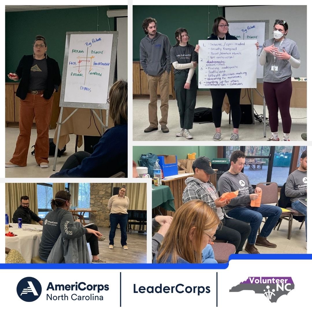 VolunteerNC's tweet photo. #VolunteerNC and #LeaderCorps members had a great time at the LeaderCorps Retreat in the quaint town of MontreatNC! They did Mindstyles Training with the charismatic ShannonStober of #JumpstartTrainingandDevelopment, volunteered at @MANNAFoodBank and team building! @americorps https://t.co/C0BY4zk2L0