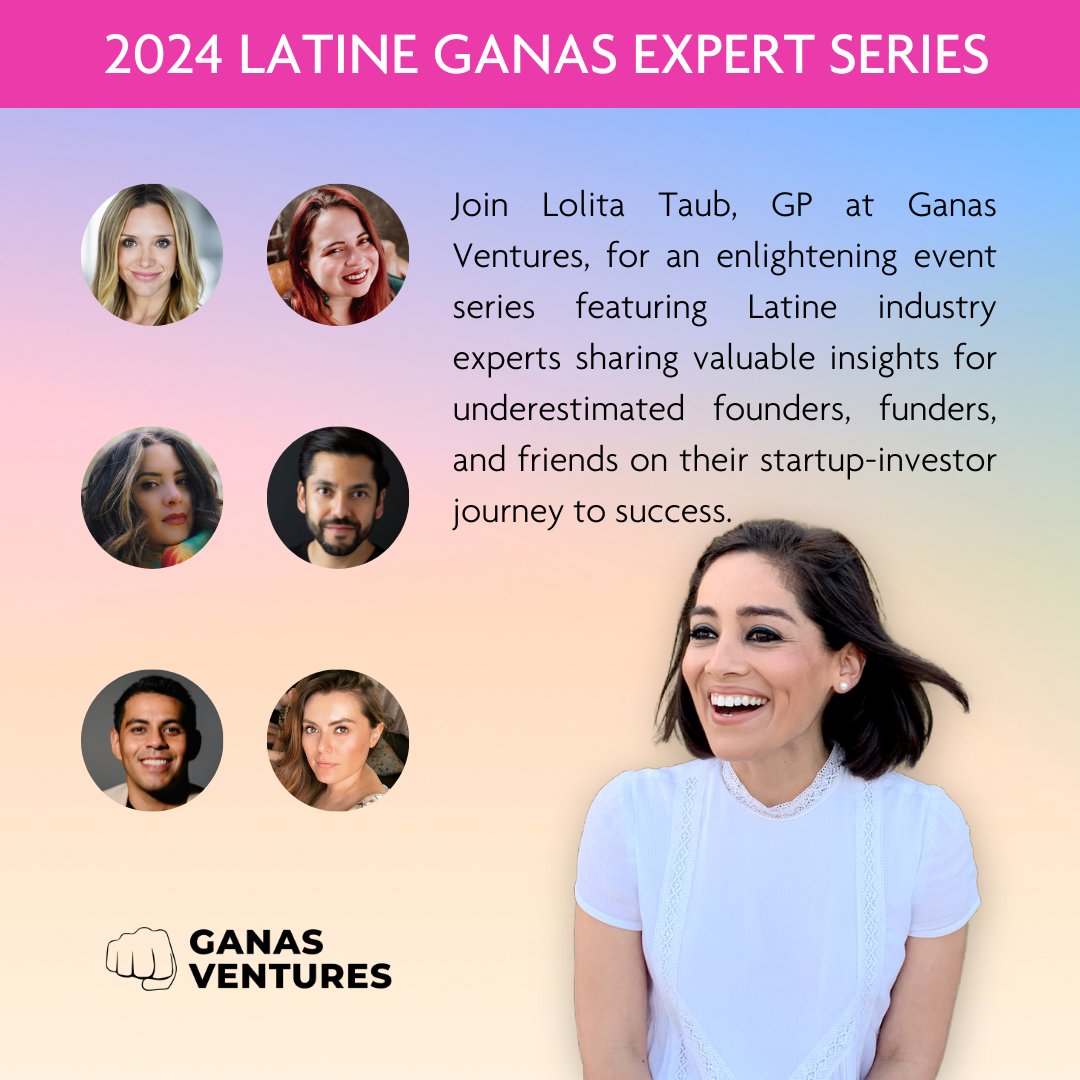 lolitataub's tweet photo. 🗓️ US & LATAM Pre-seed/Seed founders, funders & friends: join us on the @ganasvc Expert Series for gems, supercharge your startup & investor journey! Check out our speakers, upcoming chats & RSVP. https://t.co/VbxnIzca6T https://t.co/DedWzpAdr8