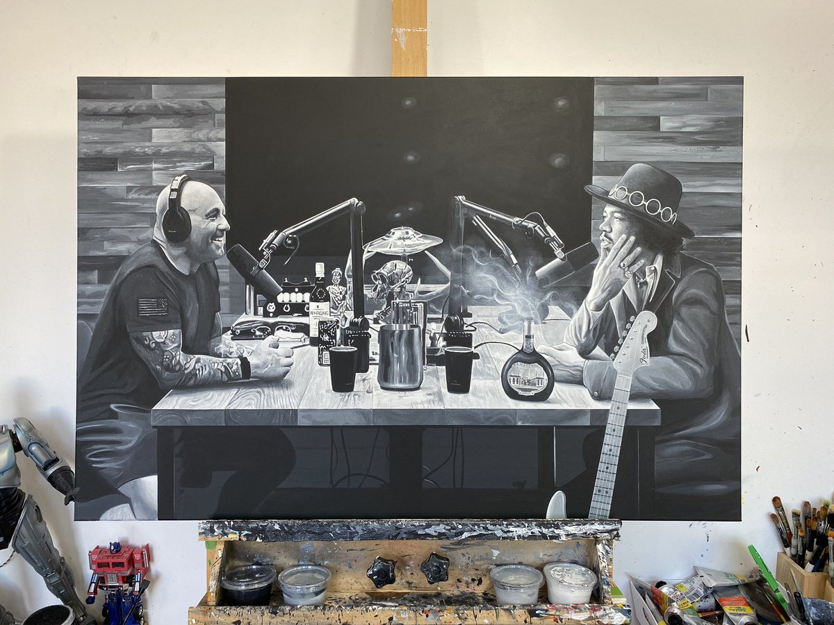MutantD17's tweet photo. RT @RossBainesArt: Got a shoutout from Joe Rogan tonight for the painting I did for him. 
👊👊👊 https://t.co/I5nKAe0ub3