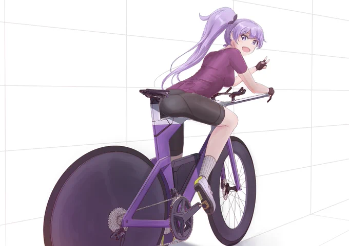 #オンゲキトライアスロンバイクに乗る高瀬さん 