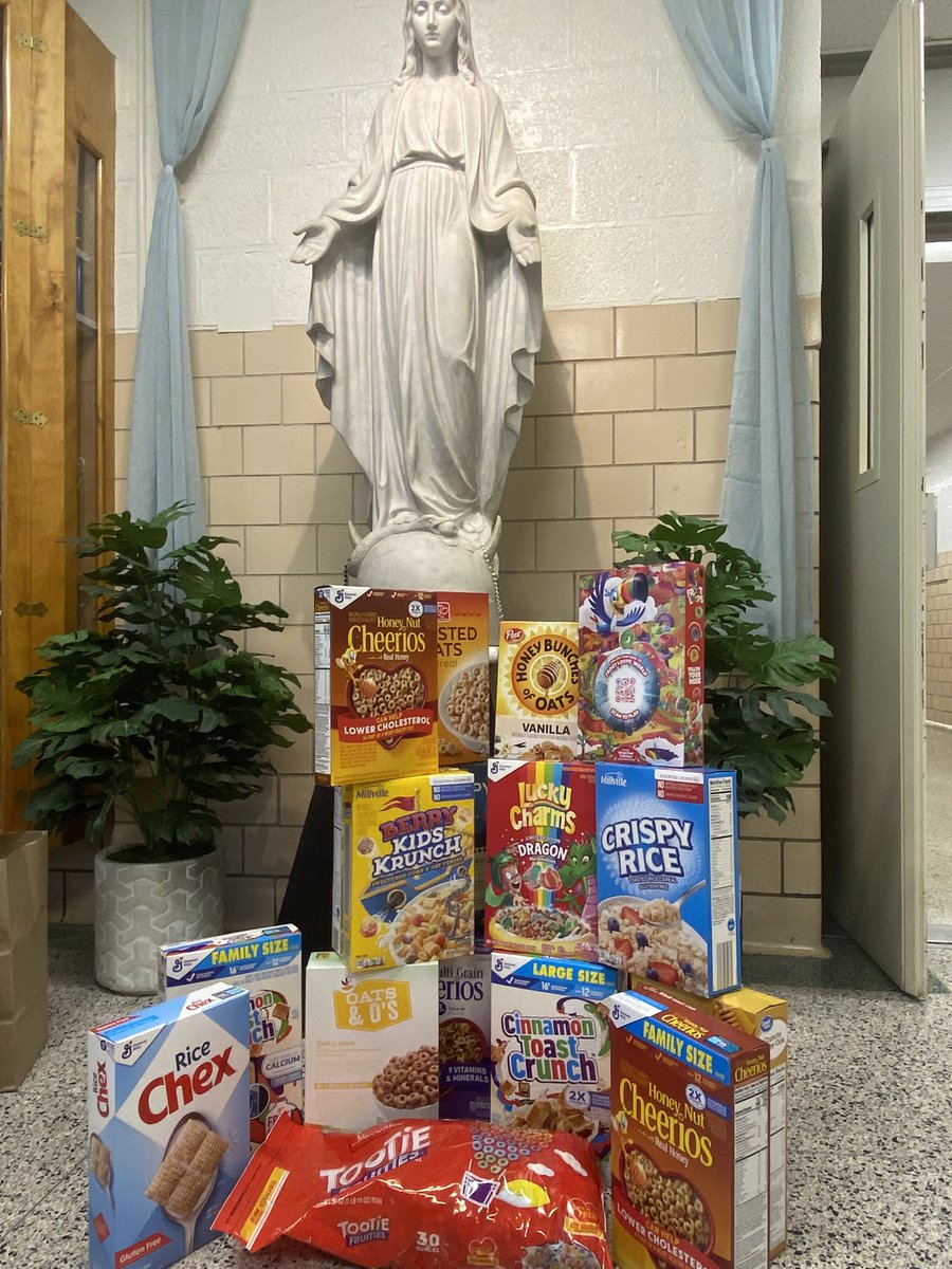 Student Council members load donations for <a href="/mdfoodbank/">Maryland Food Bank</a> collected during Catholic Schools Week. MSCS delivered 304 cereals for the hungry. Three hundred four! #msgrslade2024 is amazing! #aobcsw2024 #msgrsladefamilies #heartsforservice #feedthehungry <a href="/ArchbaltSchools/">AOB Catholic Schools</a>