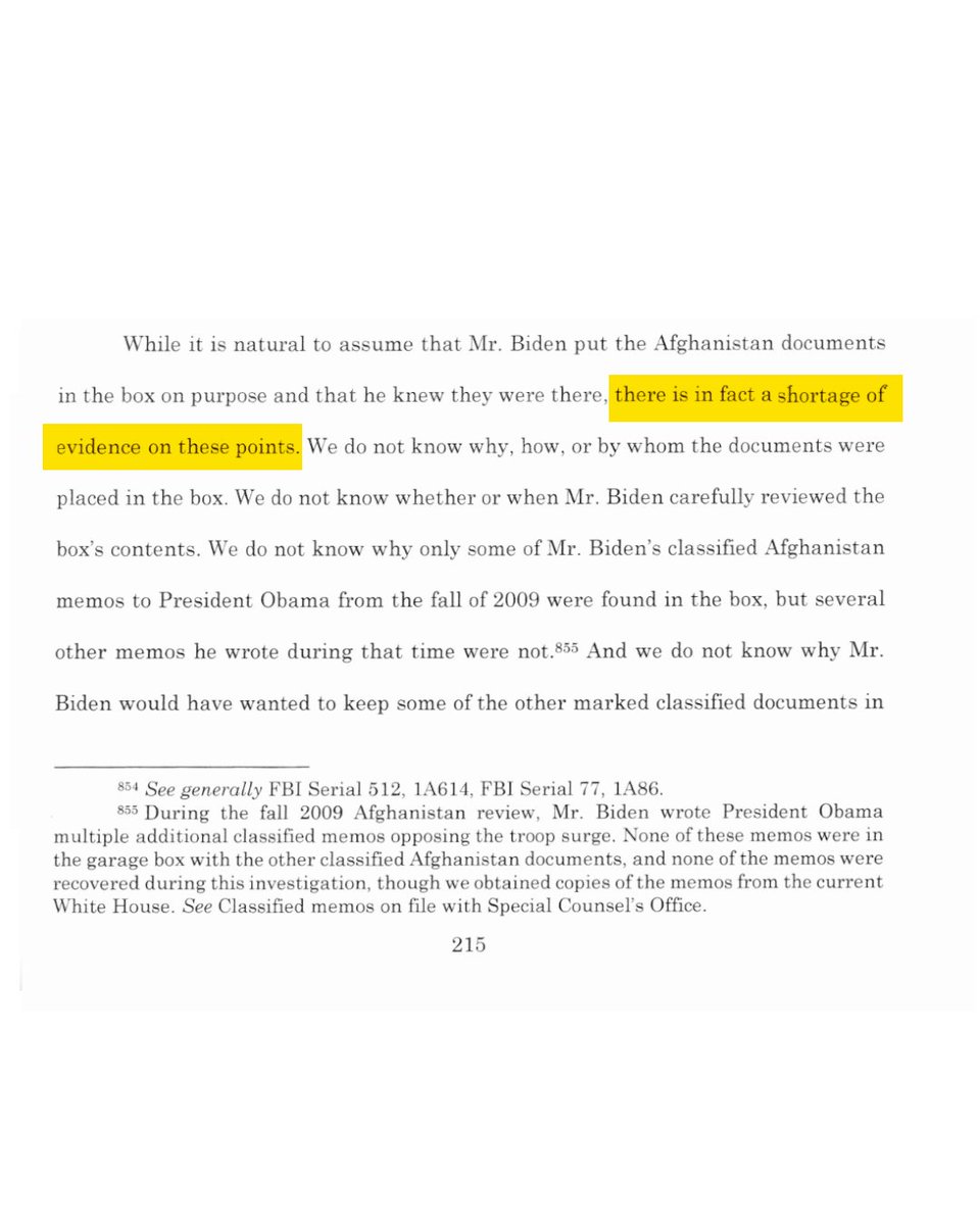 Special counsel report later admitting there is “a shortage of evidence” that President Biden willfully retained classified materials